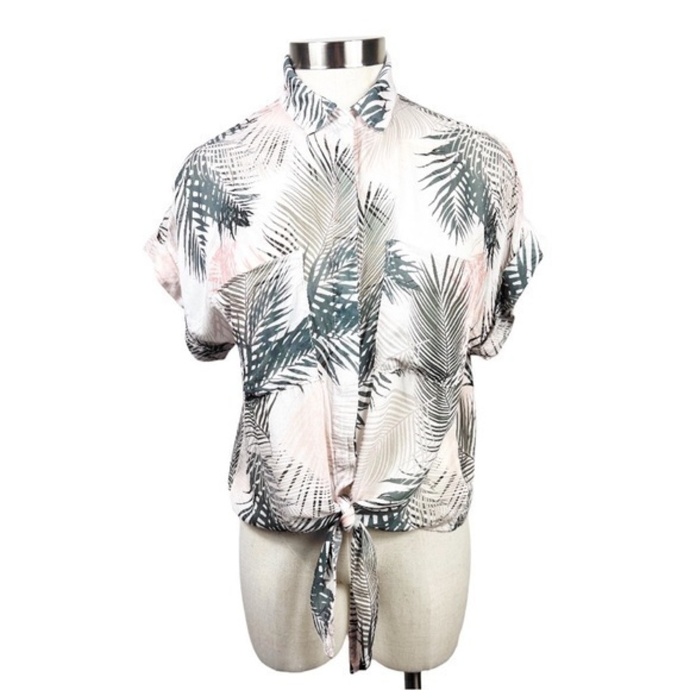 Bella Dahl Sunset Palm Button Down Cap Sleeve Top‎ X-Small